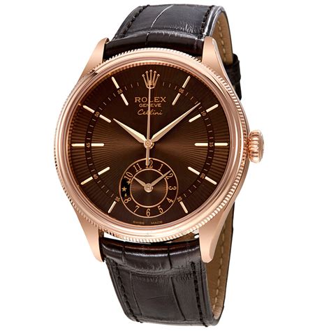 rolex brown leather watch|Rolex leather watch price.